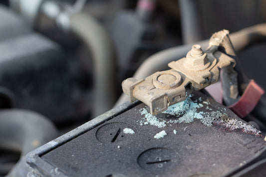a corroded car battery