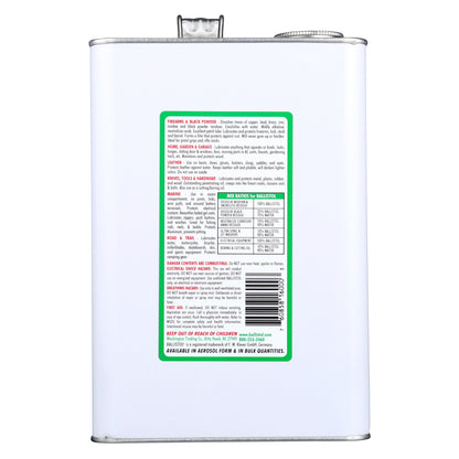 White container with a green label containing text and a barcode on a white background