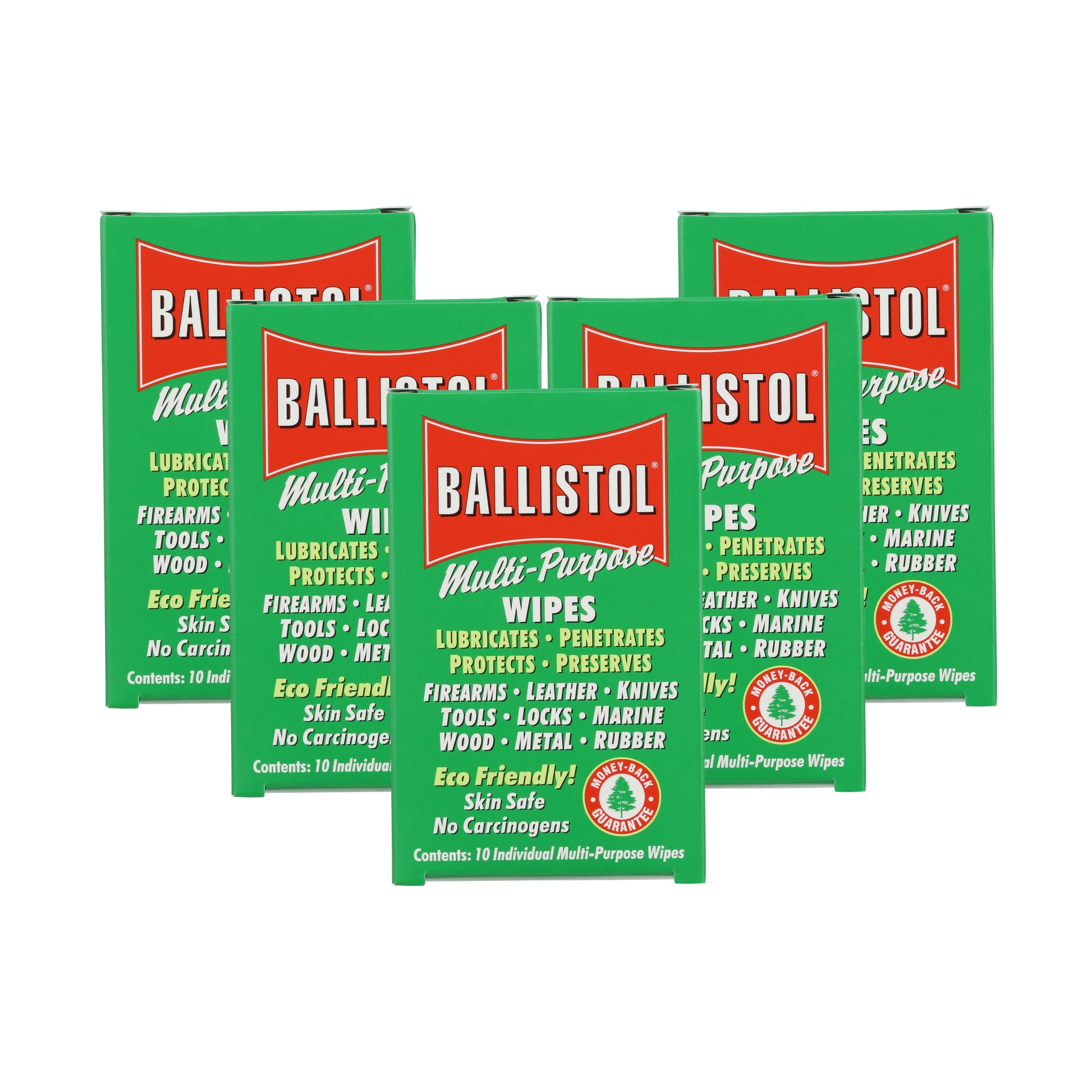 Multiple boxes of Ballistol Multi-Purpose Wipes on a white background