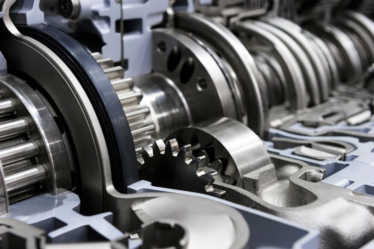 Close-up of mechanical gears and components